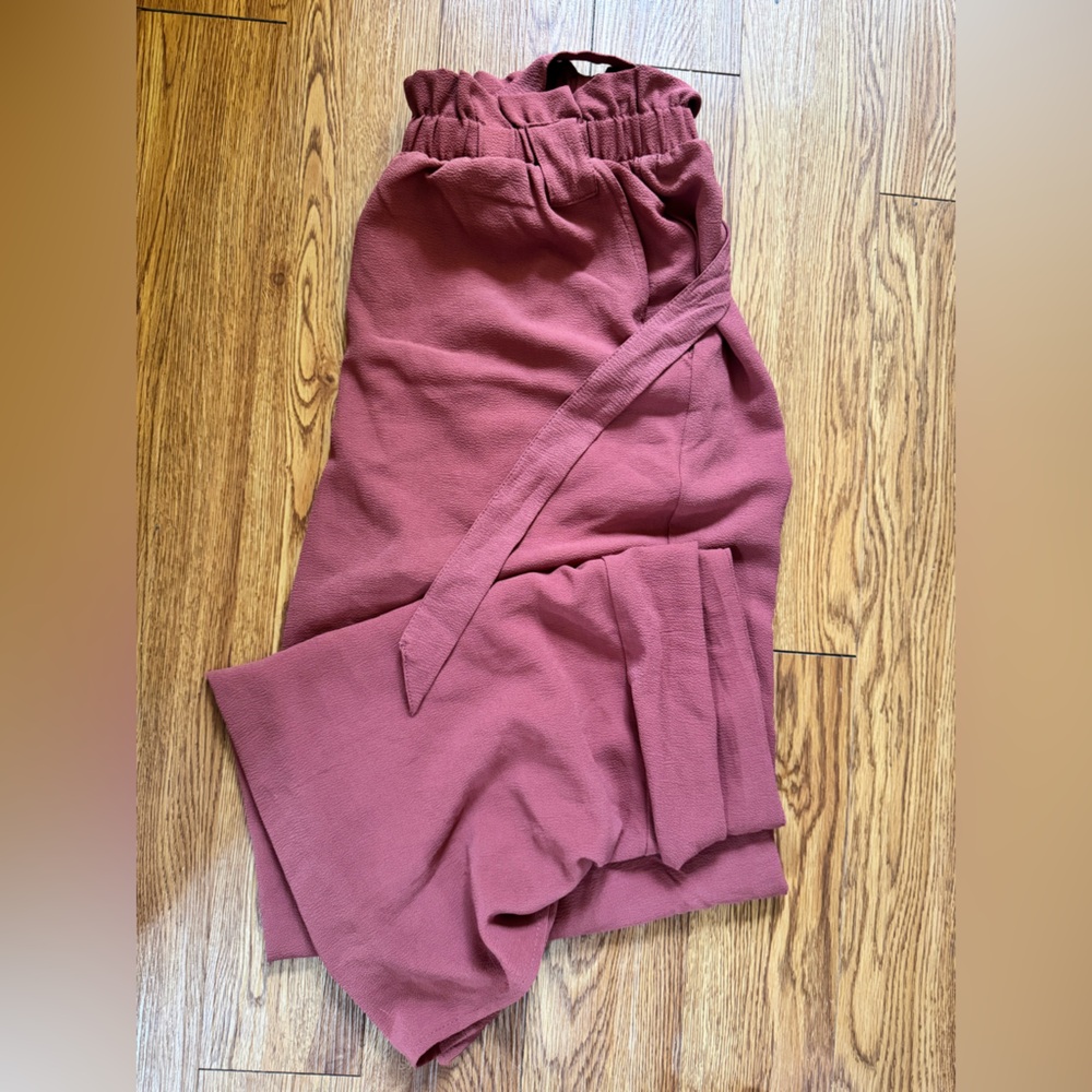 Rust Red Pants with Tie Waist